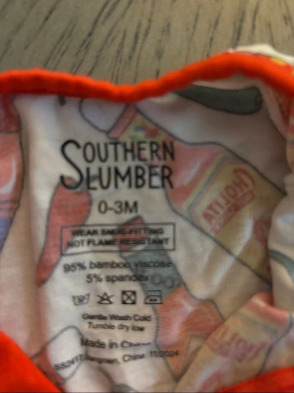 Southern Slumber Hot Sauce Print Kids  One-Piece Pajamas - Red Trim Bamboo